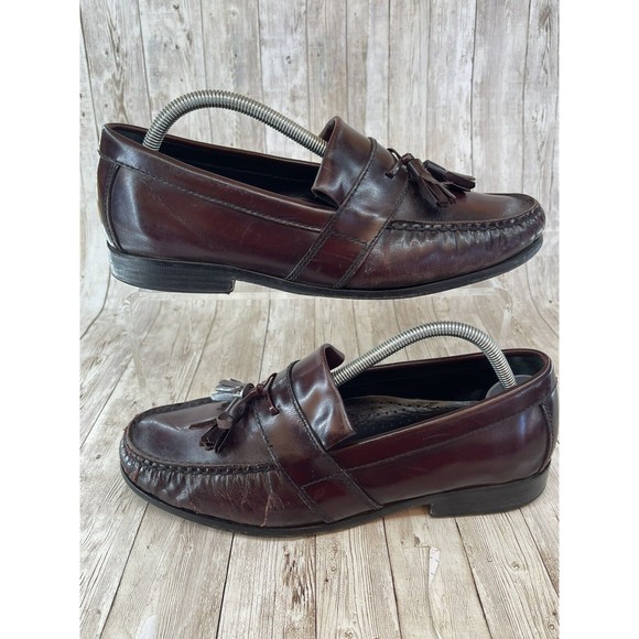 Cole Haan Air Monroe Loafer Mens 9.5 M Burgundy Leather Tassel Dress Shoe C09889 - Picture 4 of 10